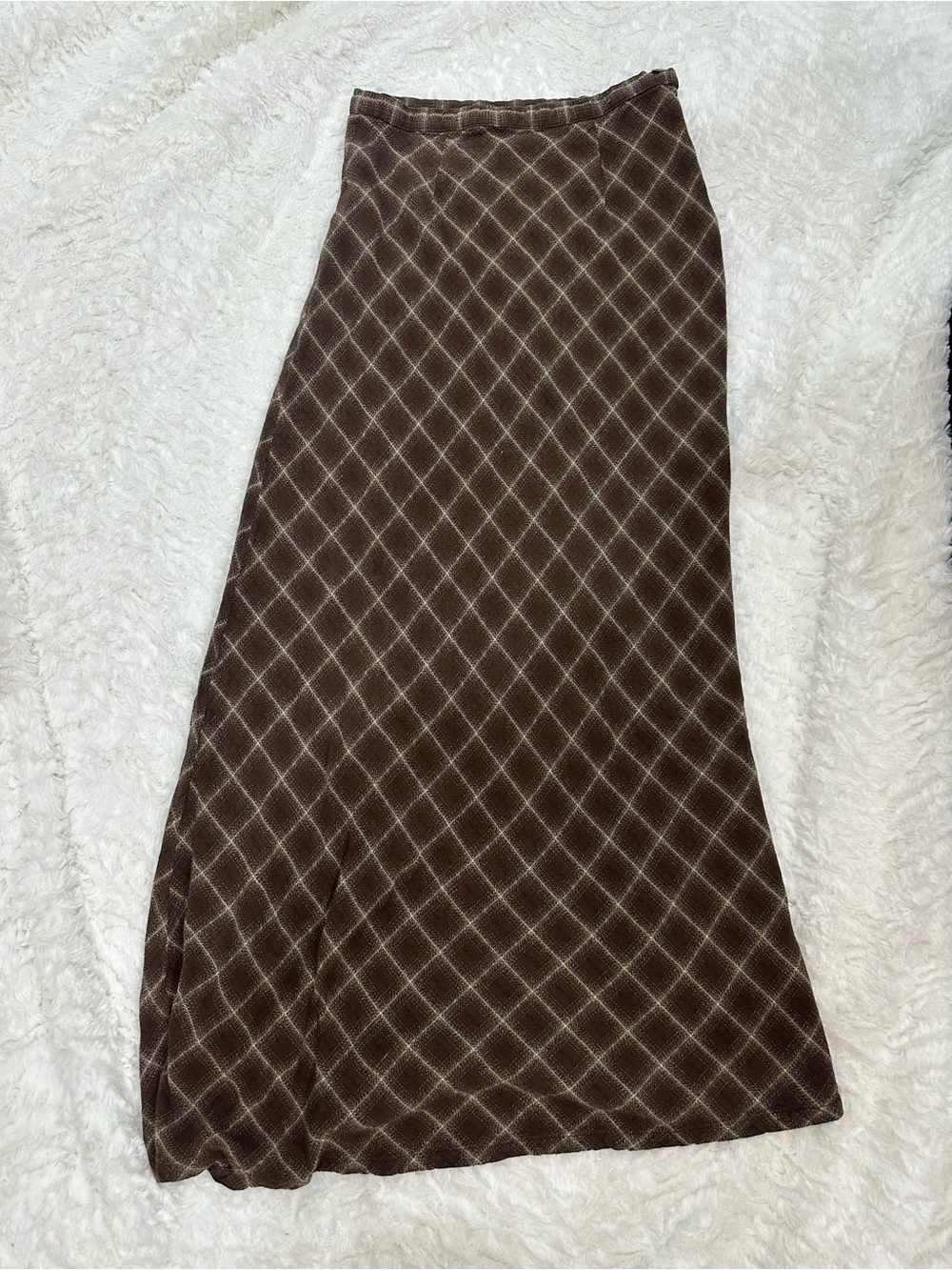 Vintage GAP Brown Diamond-Grid Midi Skirt - Picture 2 of 6